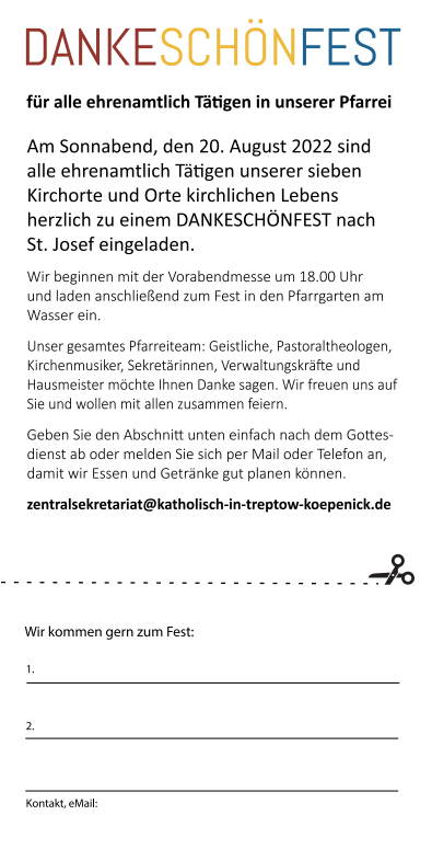 Dankesch Nfest F R Alle Ehrenamtlich T Tigen Unserer Pfarrei Am