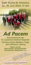 AD PACEM – Sommerkonzert der Laurentiuskantorei der ev. Stadtkirche Köpenick